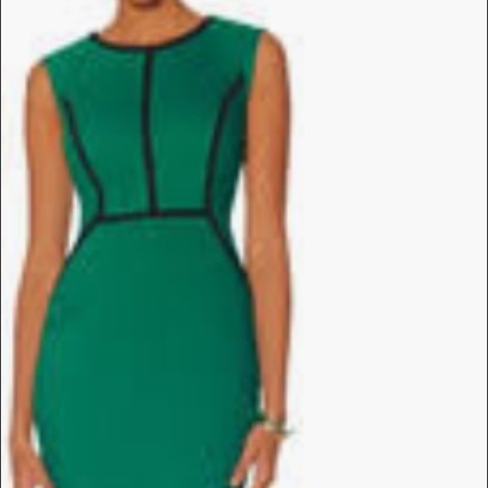 Textured Contrast Trim Sheath Dress